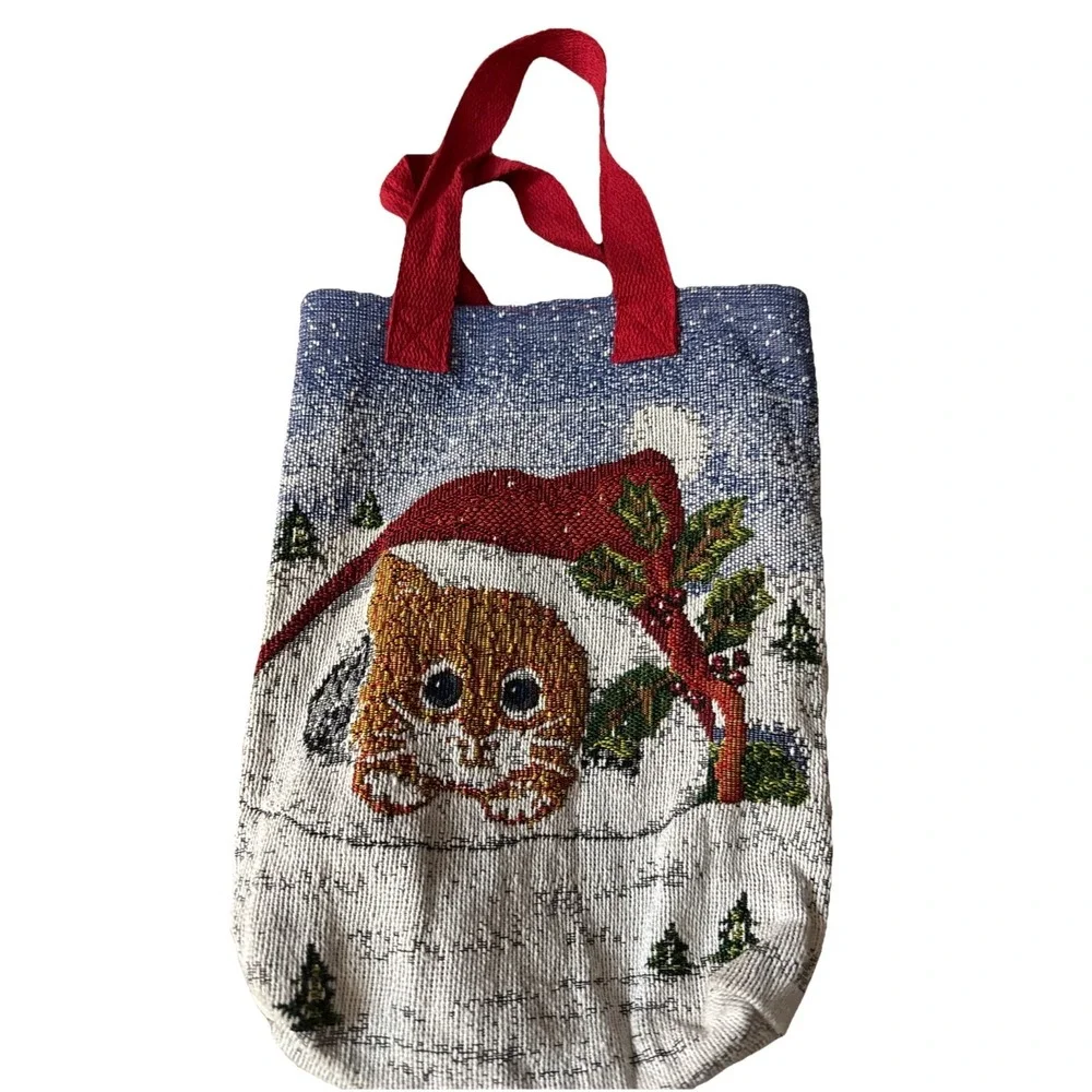 Christmas Placements Set Of 4 Kitten With Santa Hat With Storeage Bag